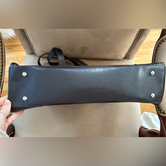 Coldwater Creek Faux Leather Croc Tote Bag in Very Dark Brown - Picture 11 of 12